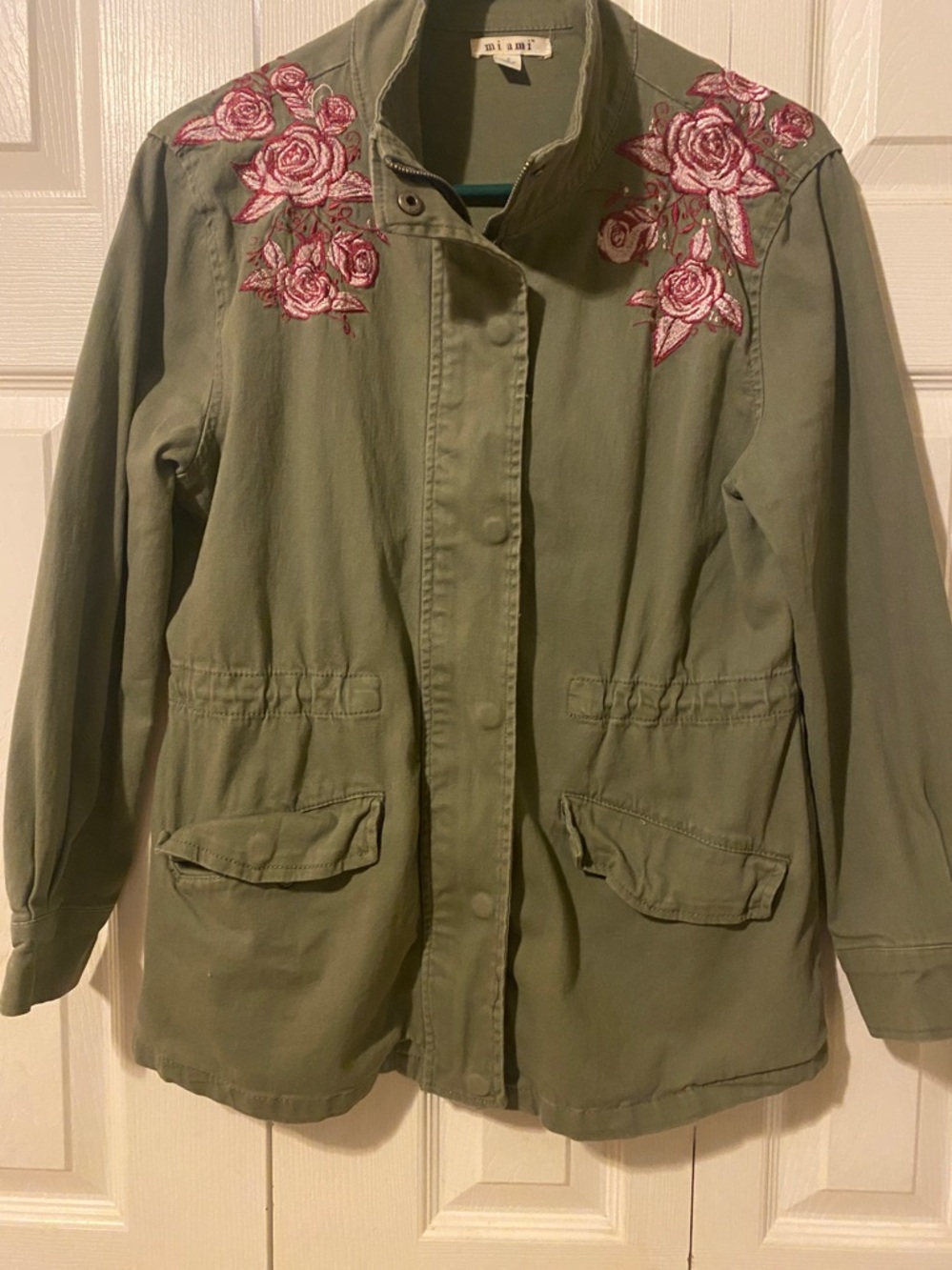 Miami Embroidered Roses Army Jacket- Small